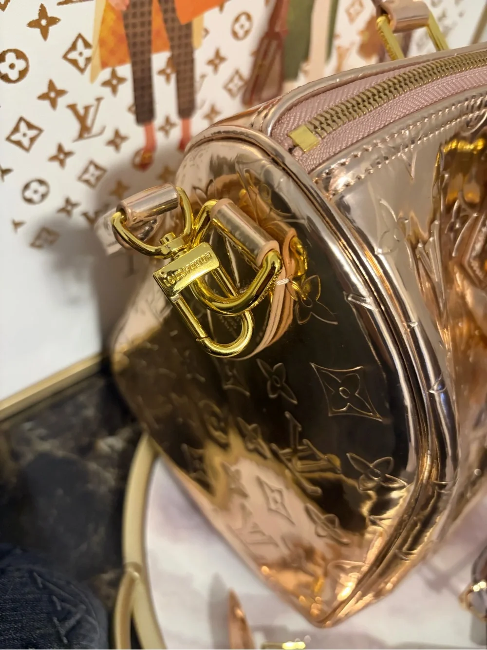 Rose Gold Embossed Dome Satchel - Designer-Inspired Women’s Bag